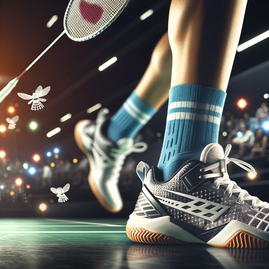 Professional badminton player demonstrating high-performance badminton shoes designed for agility and support, essential for optimal performance on the court.